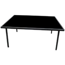 Záhradný sklenený ratanový stôl 150x90x70cm čierny